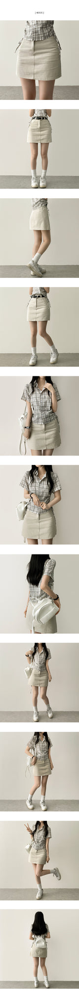 Loader cotton A-line miniskirt + belt set