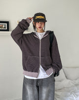 Paying Pigment Stripe Two Way Hooded Zip-Up