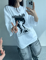 OVER WIDE CARICATURE SHORT SLEEVE🩷🩶🤍 - 3 COLORS