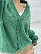 (UNISEX) WOOL OVERSIZED HANDWARMER-DETAIL V-NECK CARDIGAN - 2 COLOR