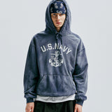 USN VTG DYEING HOODIE DUSTY NAVY