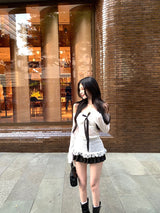 Lace bow long sleeve top