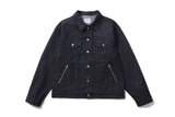 Zipper Trucker Denim Jacket (Deep Blue)