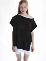 UNBALANCED LAYERED SLEEVELESS (BLACK)