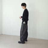 stripe curved wide slacks