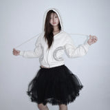 【MADE】winter frill hood zip-up, cream ivory