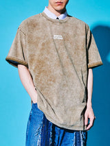 Sakura Animals Olive Denim Washed T-Shirt (Doggy)