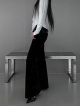 velvet stud bootcut pants