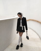 Low check button skirt