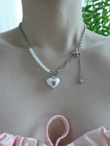 snow heart necklace | 하얀 눈 하트 목걸이