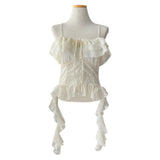 Lace Frill Two-Way Built-In Bra Sleeveless Top