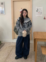 ベルヒヘアリーノルディックオーバーラウンドニット