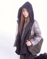 Fluffy hood muffler (black)