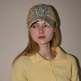 Round Logo Tweed Ball Cap (Yellow&Blue&Navy&Orange)