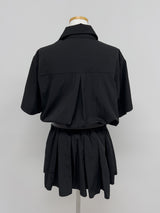 [Belt SET] Romi Collar Pleated Mini One Piece