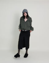 Hakata Stripe Coloring String Knitwear Zip-Up