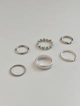 [7 set] antique bold chain ring set / chain silver daily simple ring mood cute knot