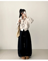 Wenli front, side pin tuck training string wide pants