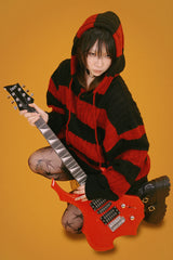 funky striped knit hood (2color)