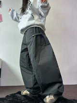 ヒーターパディング❤スナップオーバーロングパンツ 🩶🖤💚3COLOR