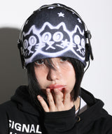 GC075 Graffiti Cats Knit Beanie (BLACK)