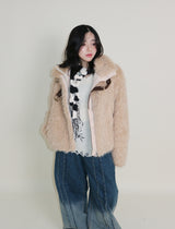 Rachel Two-Belt Detail Short Length Fur Jacket (Lining Quilted)