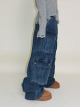 Zelda Double Pocket String Wide Denim Pants