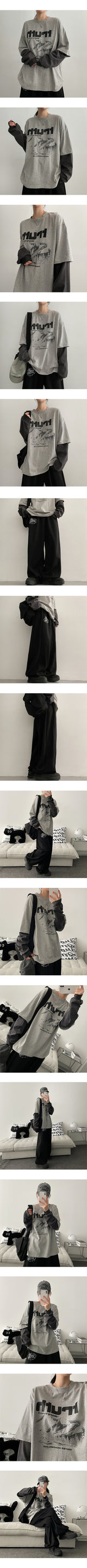 Crush Oversized Fit Color Layered Long Sleeve Tee