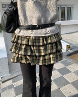 チェックキャンキャンスカートパンツ