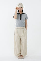 SOFT TENCEL HIGH-NECK TOP_MELANGE GRAY