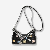 Color Flower Baguette Crossbody Bag