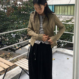 Femo vintage high neck collar button cotton jacket