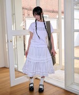 LACE FLOWER T SHIRT - WHITE