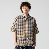 GS013 ウォッシュドチェックチェックシャツ (NAVY)