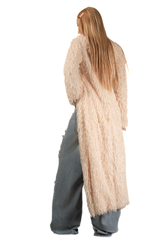 POP Beige Faux Fur Long Coat