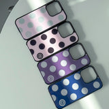 L ドット. (navy) グラスバンパーiPhoneケース
