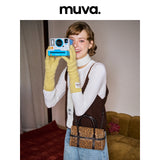 muva. Premium‑Feel Retro Leopard‑Print Brown Small Square Bag, Genuine‑Leather Convertible Cross‑body Purse for Autumn‑Winter, New Arrival Nov 7