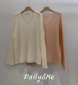 Loose fit V-neck knitwear(2color)