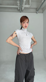 HALF NECK SHIRRING T-SHIRTS