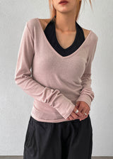[MADE] Wither V-neck Layered Long Sleeve Tee