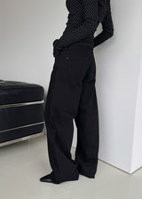 DEEP BLACK LOW WIDE PANTS
