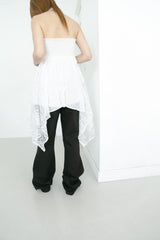 lace unbal eyelet tube top(2colors)
