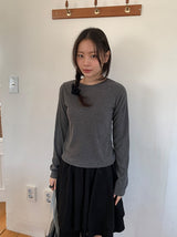 シューカンリブラウンド長袖Tシャツ