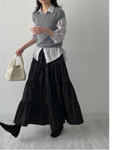 Aco Tiered Flare Long Skirt