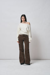 2 stitch pants [brown]
