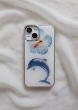 flower dolphin silver epoxy case
