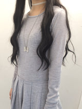 line and pleated dress