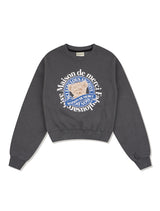Women's Bear Friends ピグメントスモーキークロップドスウェットシャツ チャコール (FCF1TS206W)