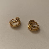 (silver925) Two line one touch earrings *gold
