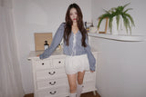 lovely blue checkered cotton blouse